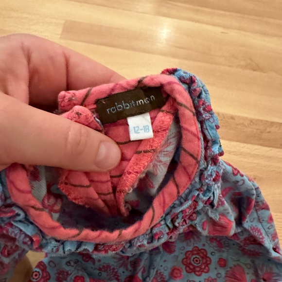 Floral Blue and Pink Kids One Piece in velvet - Picture 3 of 8